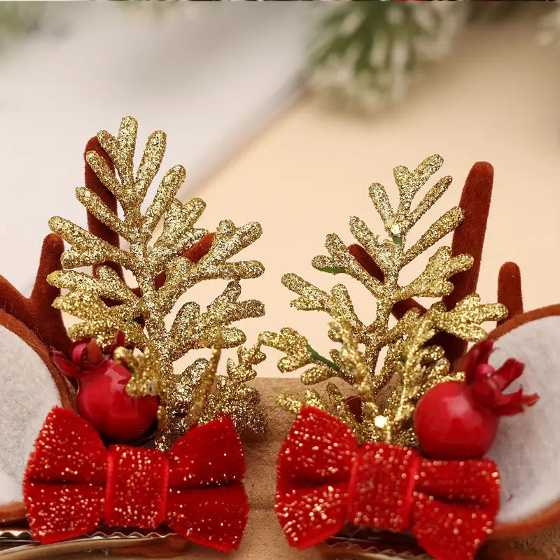 Kalėdiniai segtukai plaukams "Stirnos ausytės" 🎀🦌
