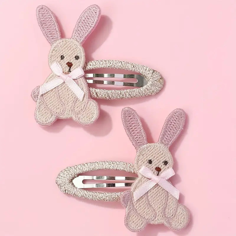 Rožiniai plaukų segtukai „Zuikutė plaukuose“