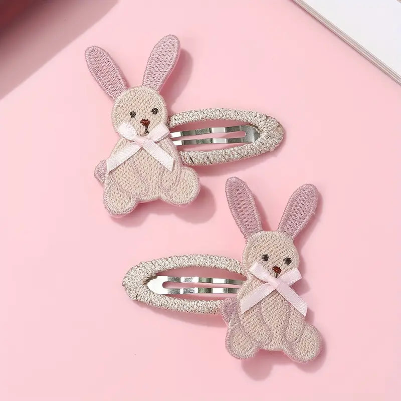 Rožiniai plaukų segtukai „Zuikutė plaukuose“