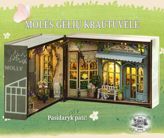 Miniatiūrinis pasakų namelis "Molės gėlių krautuvėlė"