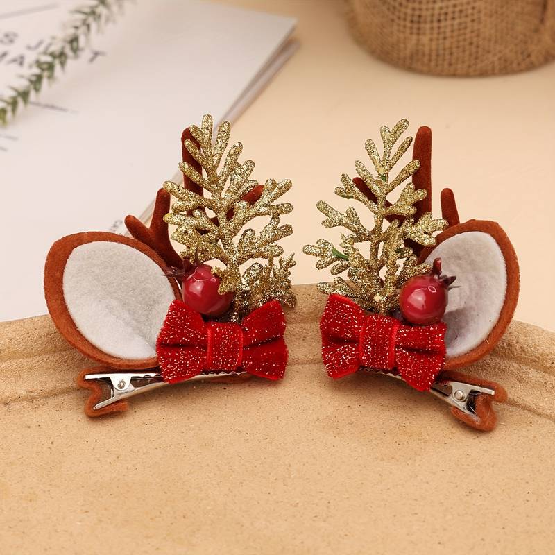 Kalėdiniai segtukai plaukams "Stirnos ausytės" 🎀🦌