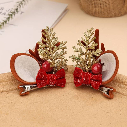 Kalėdiniai segtukai plaukams "Stirnos ausytės" 🎀🦌