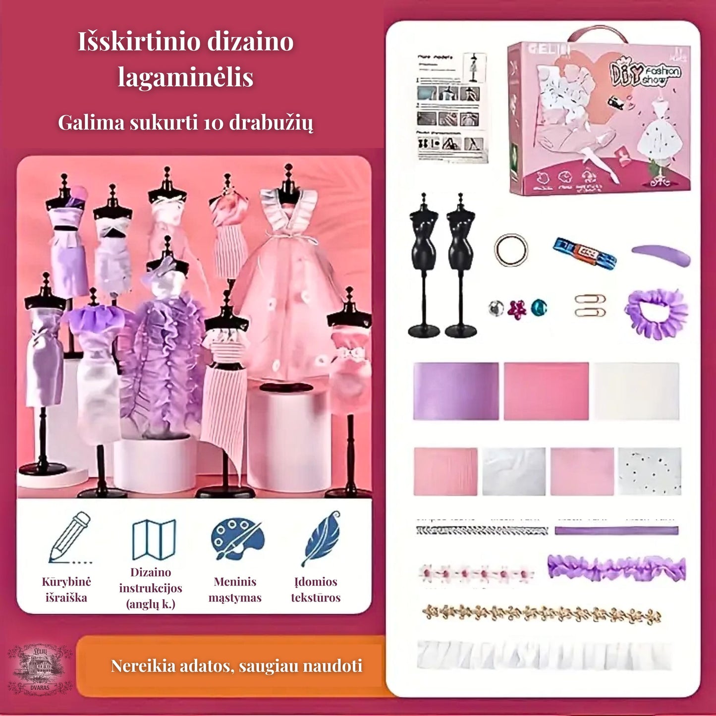Kūrybinis mados dizainerės rinkinys