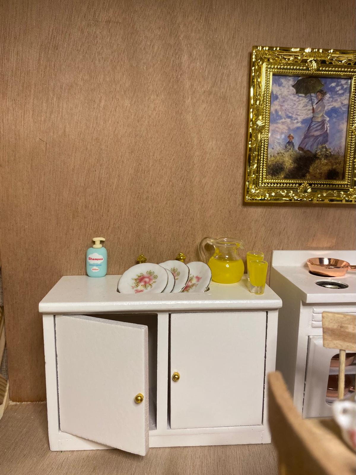 Virtuvės komplektas 1:12 mastelio lėlių nameliui