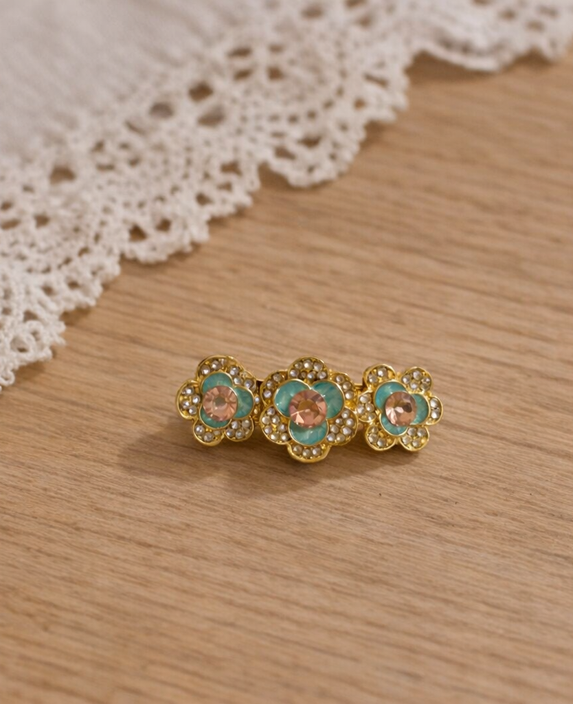 Elegantiškas prancūziškas mini plaukų segtukas su gėlėmis 🌷✨