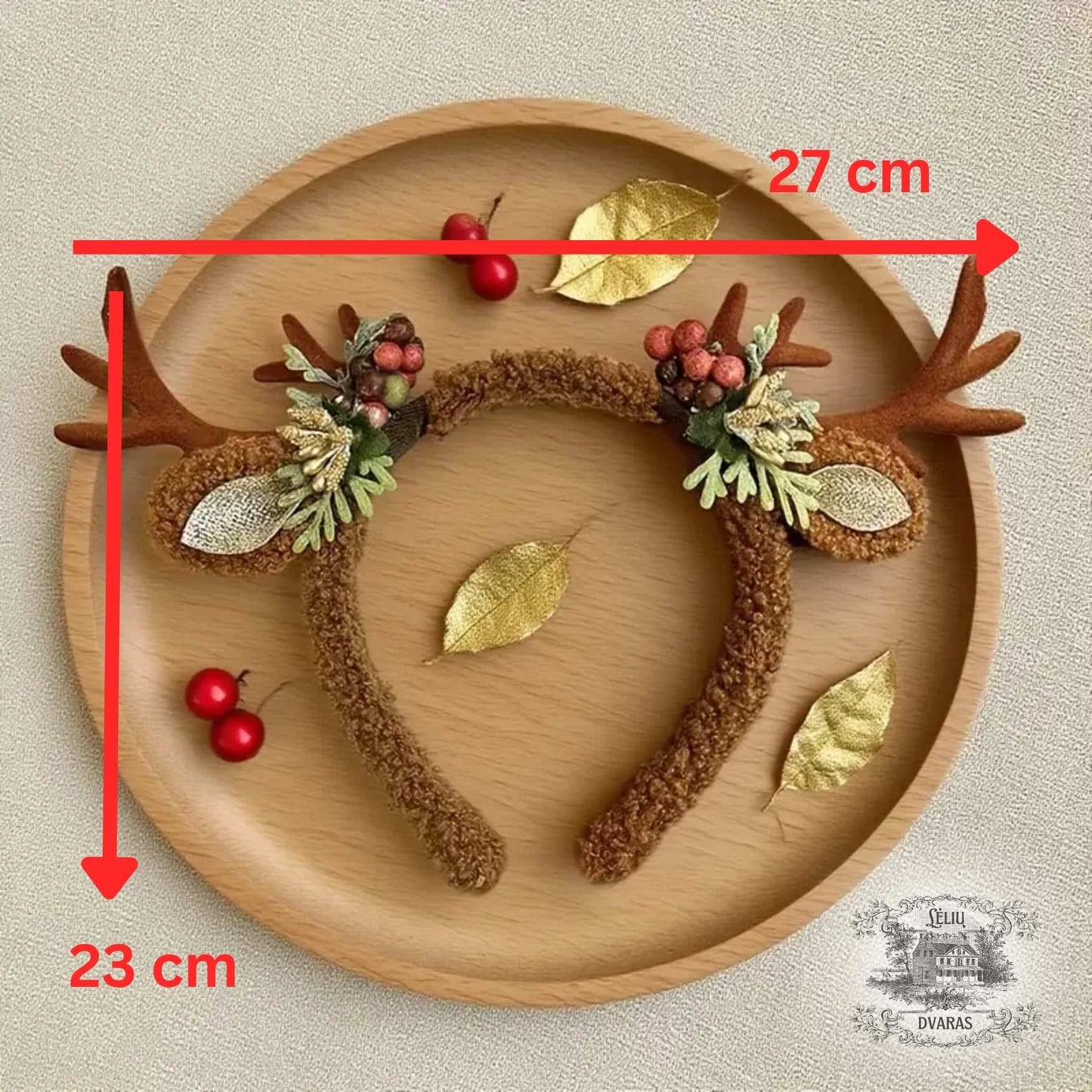🦌 Šventinis elniuko ragų lankelis su uogomis