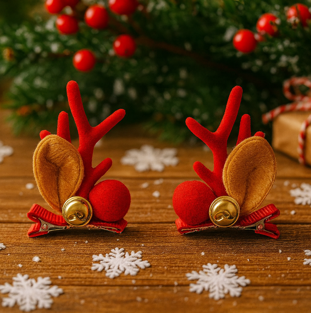 Plaukų segtukai su elniuko ragais